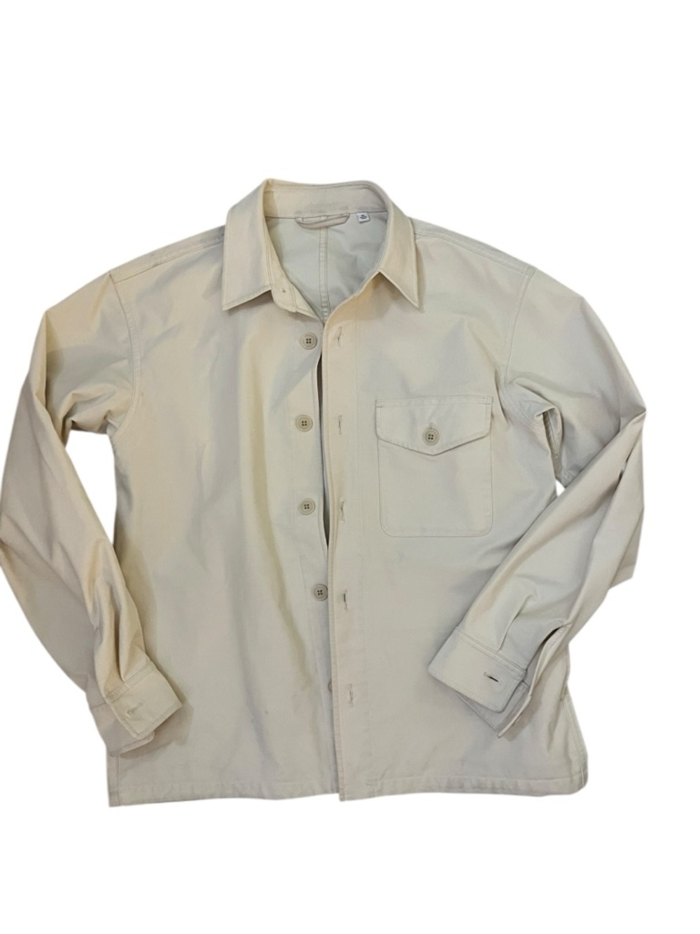 Uniqlo Men's Cream Button-Up Utility Jacket